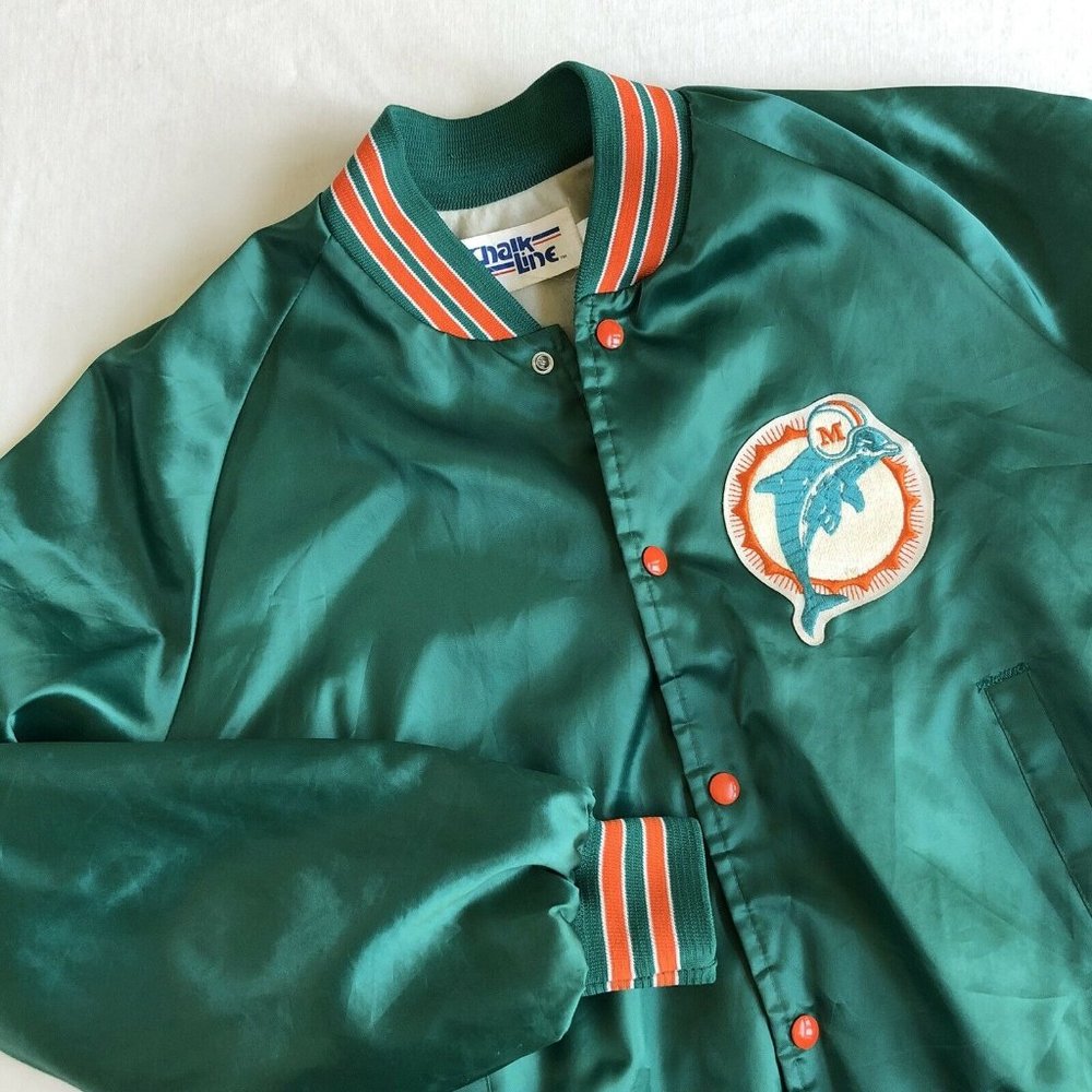 VTG Miami dolphins Satin Chalk Line Jacket L